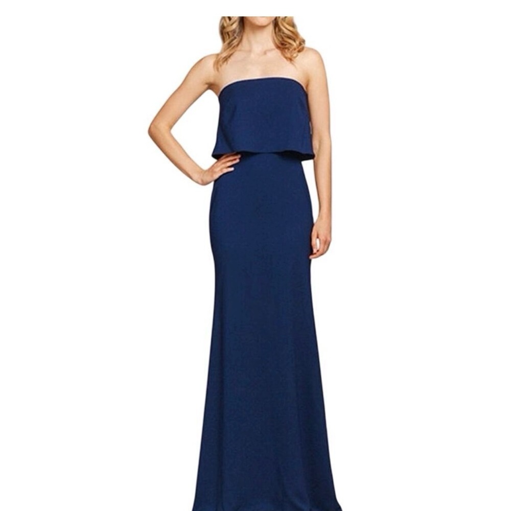 Hayley Paige Occasions Strapless Navy Dress